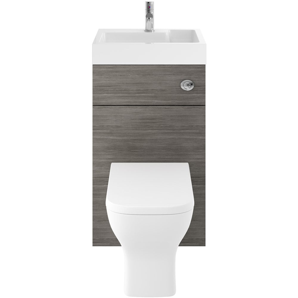 Nuie Athena Brown Grey Avola 2 in 1 WC Vanity Unit, Basin, Cistern & BTW Toilet