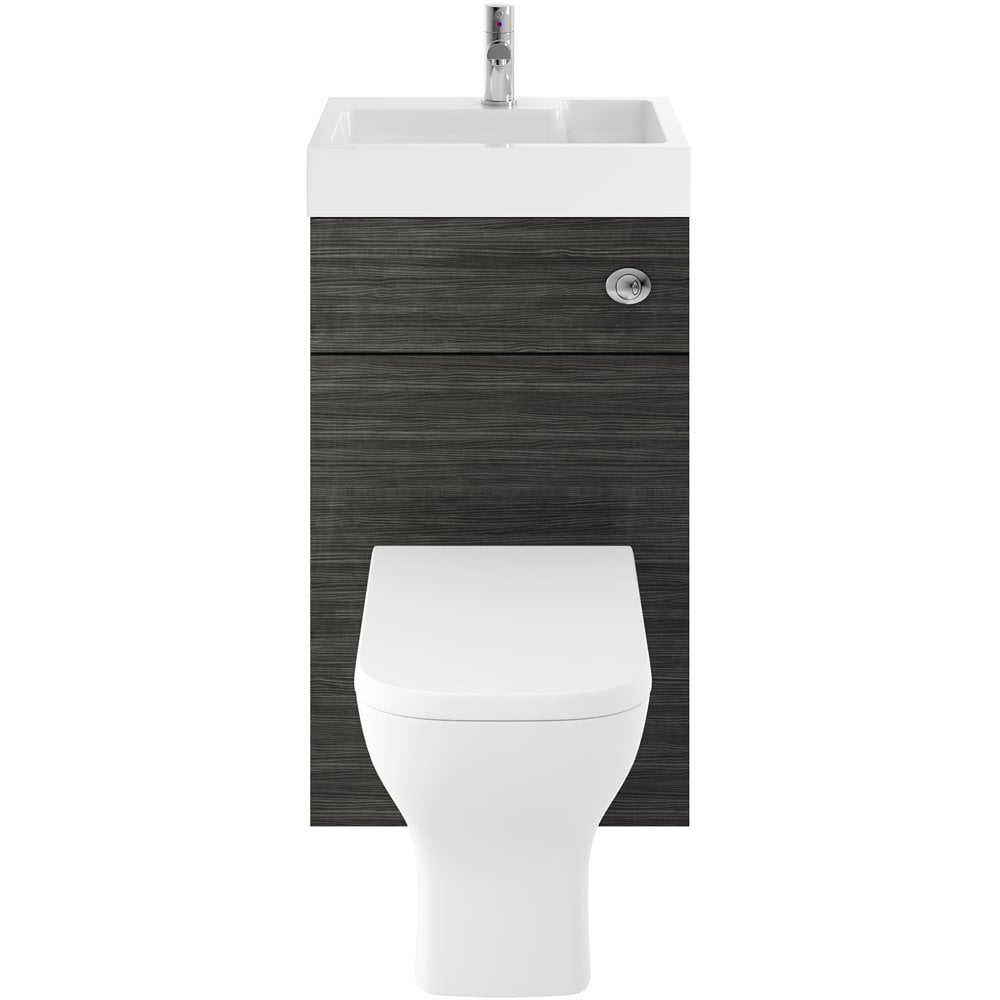 Nuie Athena Hacienda Black 2 in 1 WC Vanity Unit, Basin, Cistern & BTW Toilet