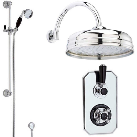 Hudson Reed Topaz Thermostatic Shower Valve, 195mm Fixed Head & Slider Rail Kit HRSKIT1060