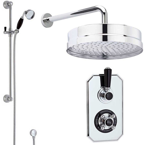 Hudson Reed Topaz Thermostatic Shower Valve, 200mm Fixed Head & Slider Rail Kit HRSKIT1065