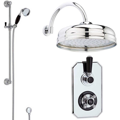 Hudson Reed Topaz Thermostatic Shower Valve, 195mm Rain Head & Curved Wall Arm HRSKIT1040