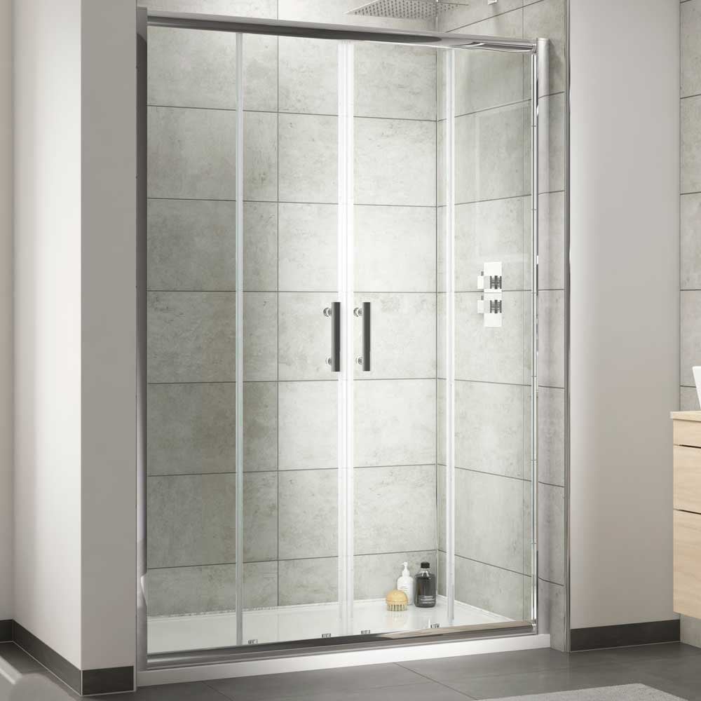 Nuie Pacific Double Sliding Shower Door 1400mm - AQSLD14