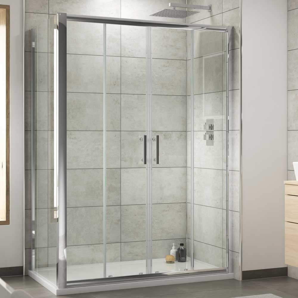 Nuie Pacific Double Sliding Shower Door 1400mm - AQSLD14