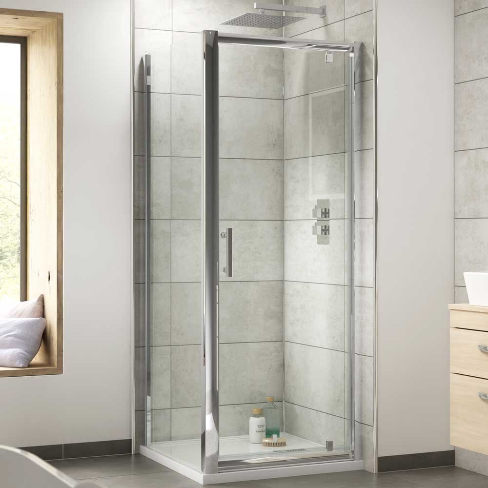 Nuie Pacific Chrome 800mm Hinged Door Shower Enclosure