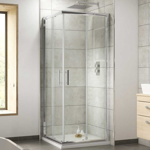 Nuie Pacific Chrome Corner Entry Shower Enclosure 900x900mm