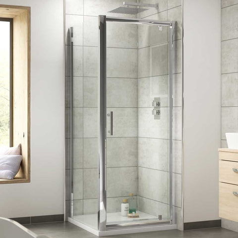 Nuie Pacific Chrome Pivot Door Shower Enclosure 900x900x6mm