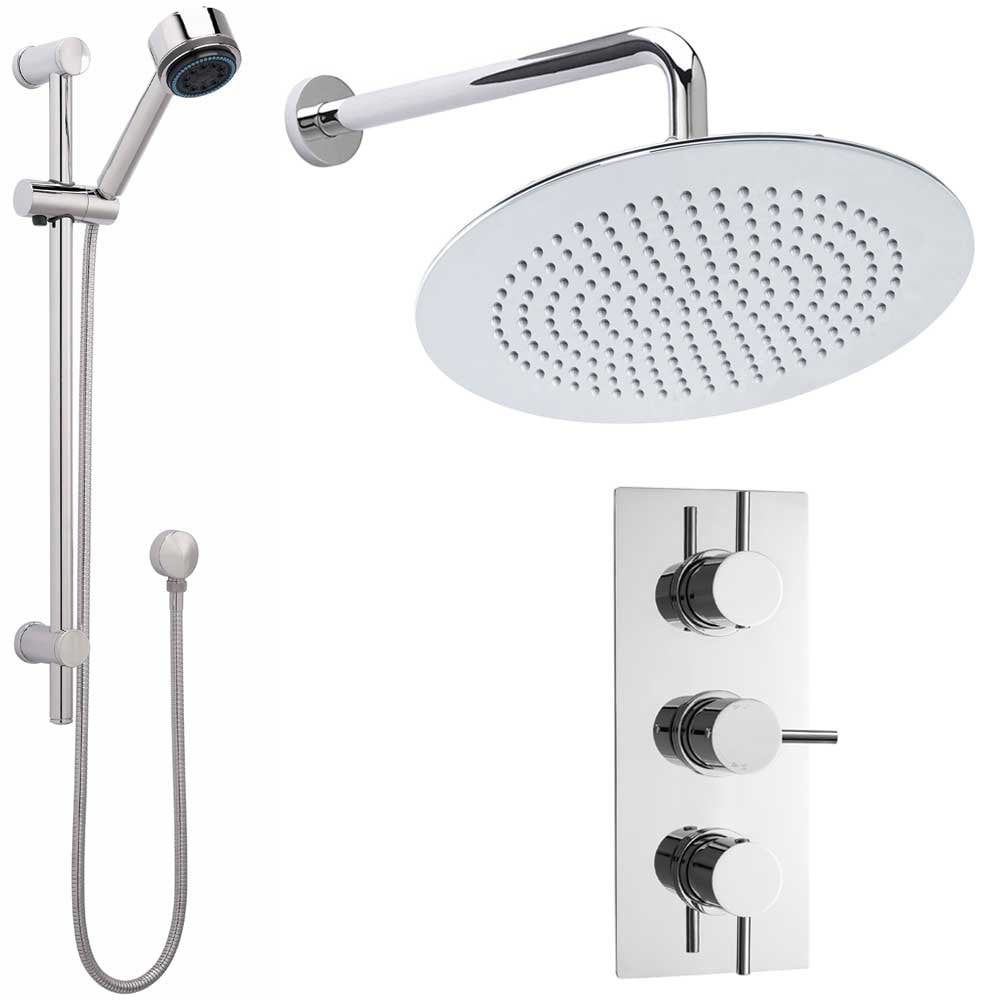 Nuie Quest Thermostatic Shower Mixer Valve, 300mm Head, Arm & Riser Kit PSKIT170