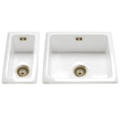 White double-basin ceramic farmhouse sink