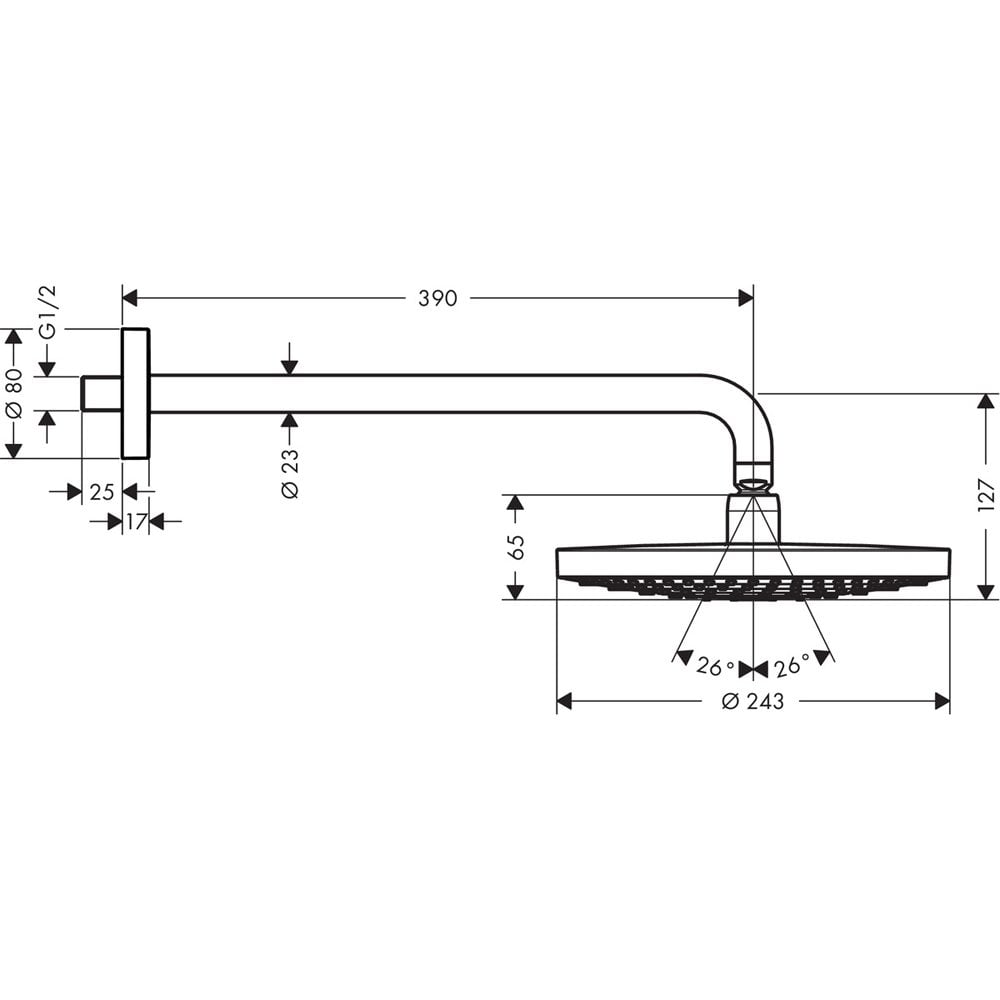 Hansgrohe Raindance Select S Overhead Shower 240 2 Jet with Shower Arm