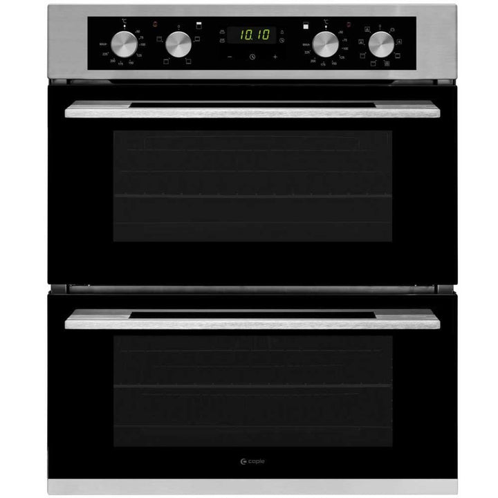 caple-595cm-electric-built-under-stainless-steel-and-black-glass-double-oven-c4246-
