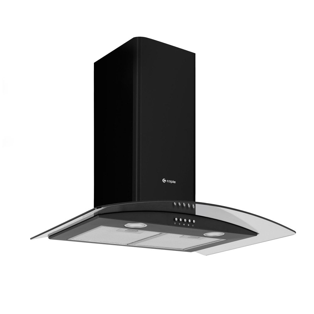Caple 90cm Black Glass Wall Chimney Hood CGC911BK