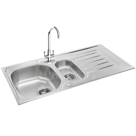 Carron Phoenix Onda 150 1.5 Bowl Stainless Steel Polished Inset Sink & Waste