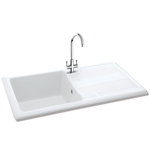 Carron Phoenix Shonelle 105 1.0 Bowl Ceramic White Inset Sink & Waste