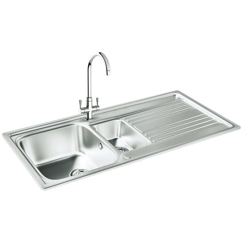 Carron Phoenix Rapid 150 1.5 Bowl Stainless Steel Brushed Inset Sink & Waste