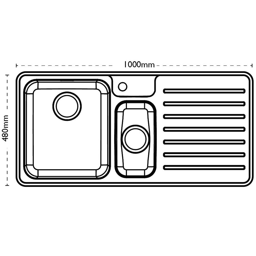 Carron Phoenix Atoll 150 1.5 Bowl Stainless Steel Brushed Inset Sink & Waste RHD