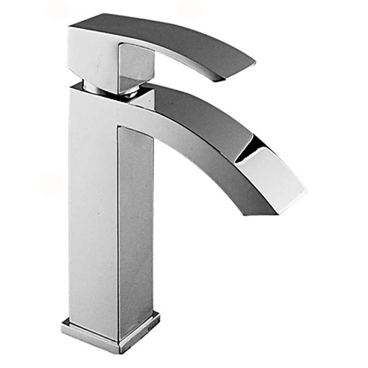 Sleek chrome basin mixer tap with lever handle