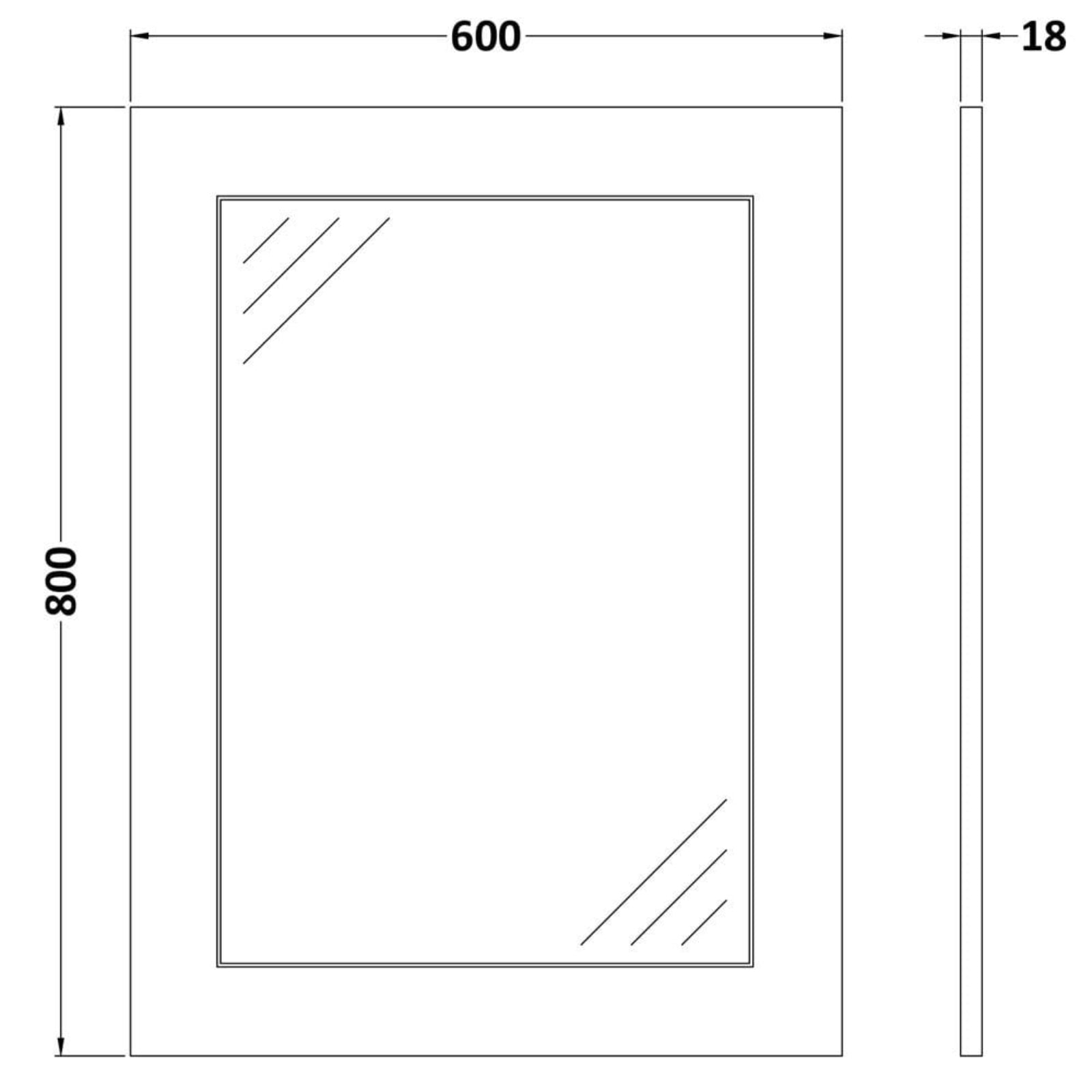 Nuie York Royal Grey 600mm Flat Mirror OLF414
