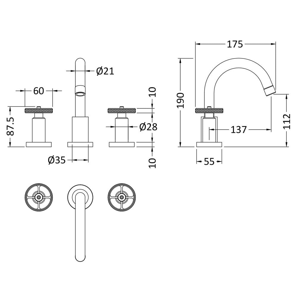 Hudson Reed Revolution Chrome 3 Hole Basin Mixer Tap TIW337
