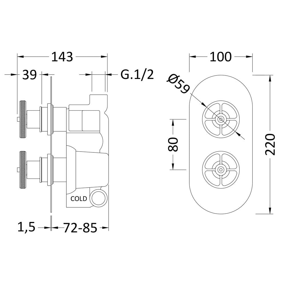 Hudson Reed Revolution Chrome Concealed Thermostatic Shower Valve SIWTW01