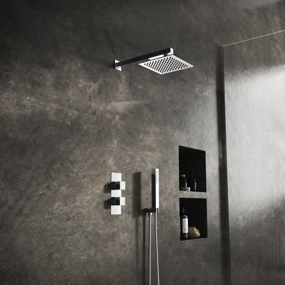 Hudson Reed Chrome Concealed Thermostatic Shower Valve With Diverter SQRTW02