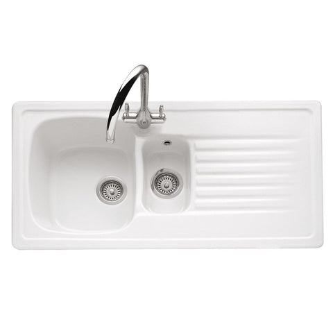 Caple Ashford 150 1.5 Bowl White Ceramic Kitchen Sink  ASH15W