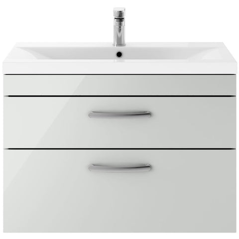 Nuie Athena Gloss Grey Mist 800mm Wall Hung 2-Drawer Cabinet & Basin 1 - ATH114A
