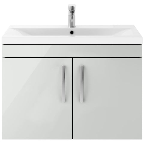 Nuie Athena Gloss Grey Mist 800mm Wall Hung 2-Door Cabinet & Basin 1 - ATH115A