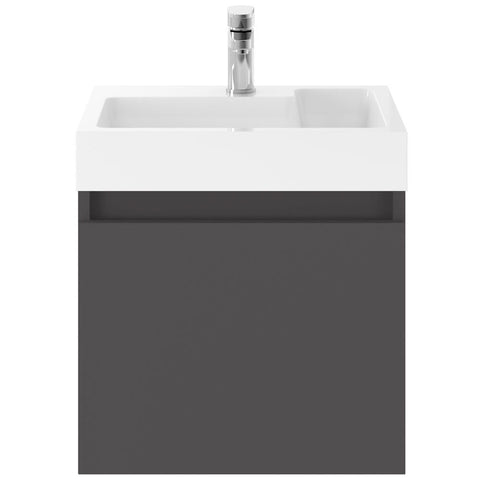 Nuie Merit Gloss Grey 500mm Wall Hung Single Door Vanity & Basin - MER008