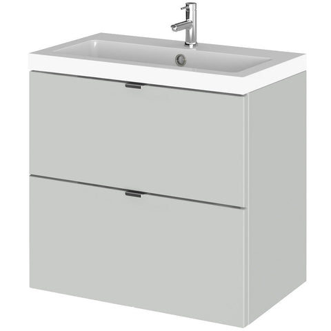 Hudson Reed Fusion Gloss Grey 600mm Mist Wall Hung 2-Drawer Vanity Unit & Basin - CBI430