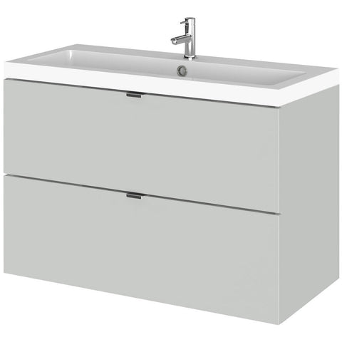 Hudson Reed Fusion Gloss Grey 800mm Mist Wall Hung 2-Drawer Vanity Unit & Basin - CBI431