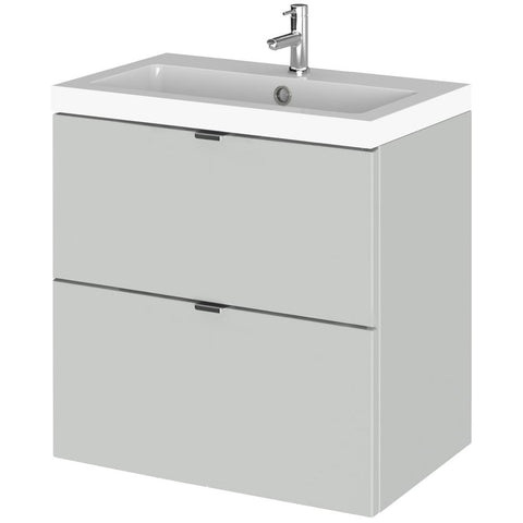 Hudson Reed Fusion Gloss Grey 500mm Mist Wall Hung 2-Drawer Vanity Unit & Basin - CBI441
