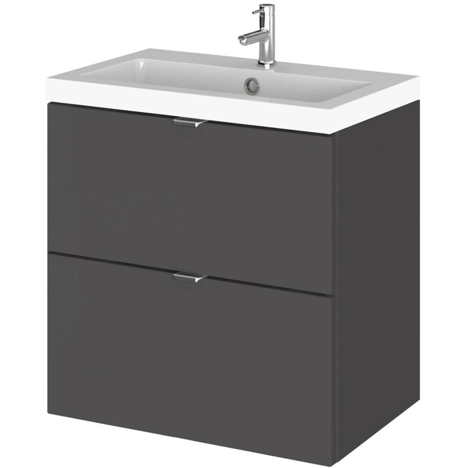 Hudson Reed Fusion 500mm Wall Hung 2-Drawer Vanity Unit & Basin with Polymarble Basin