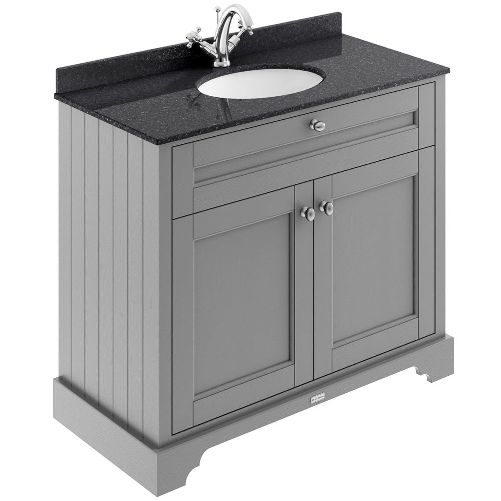 Hudson Reed Old London Storm Grey 1000mm Black Marble & 1TH Basin Vanity - LOF276