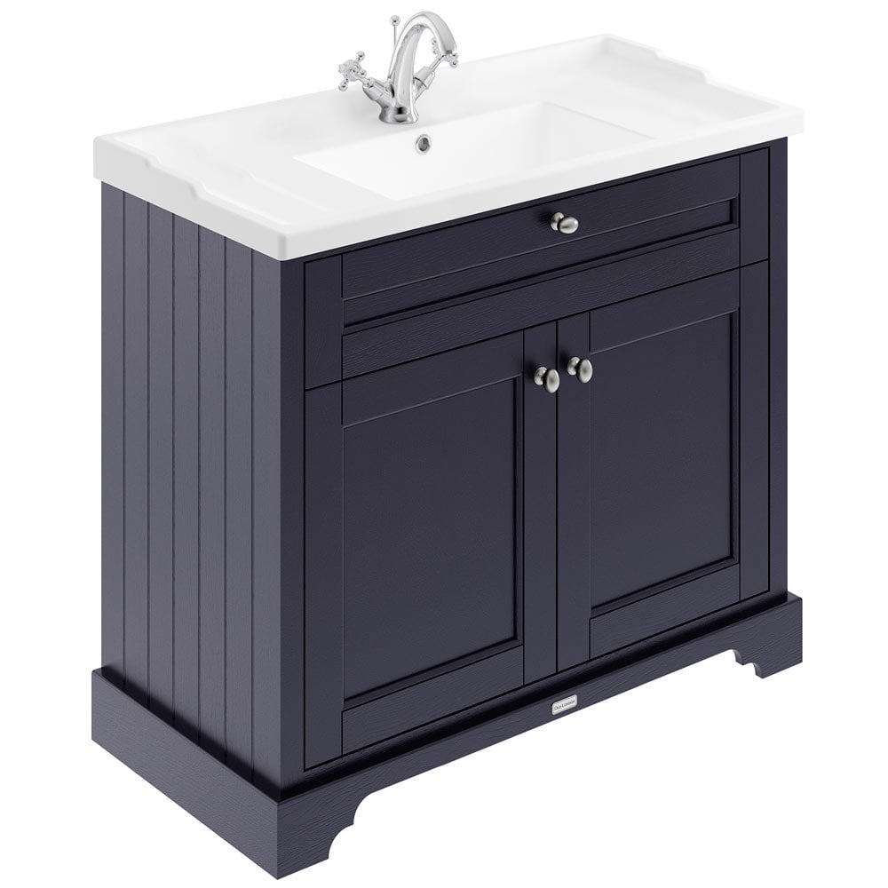 Hudson Reed Old London Twilight Blue 1000mm Floor Standing Vanity Unit & 1TH Basin - LOF307