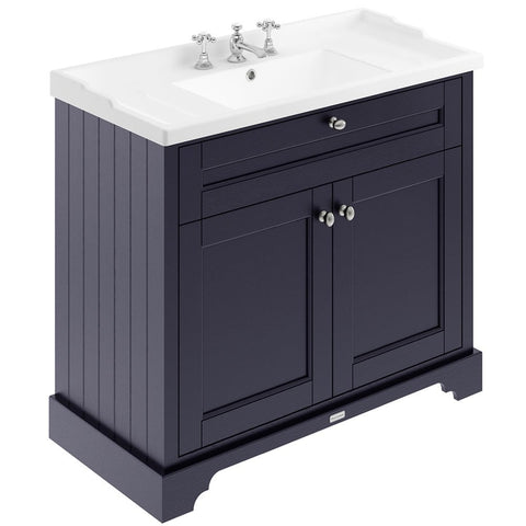 Hudson Reed Old London Twilight Blue 1000mm Floor Standing Vanity Unit & 3TH Basin - LOF337
