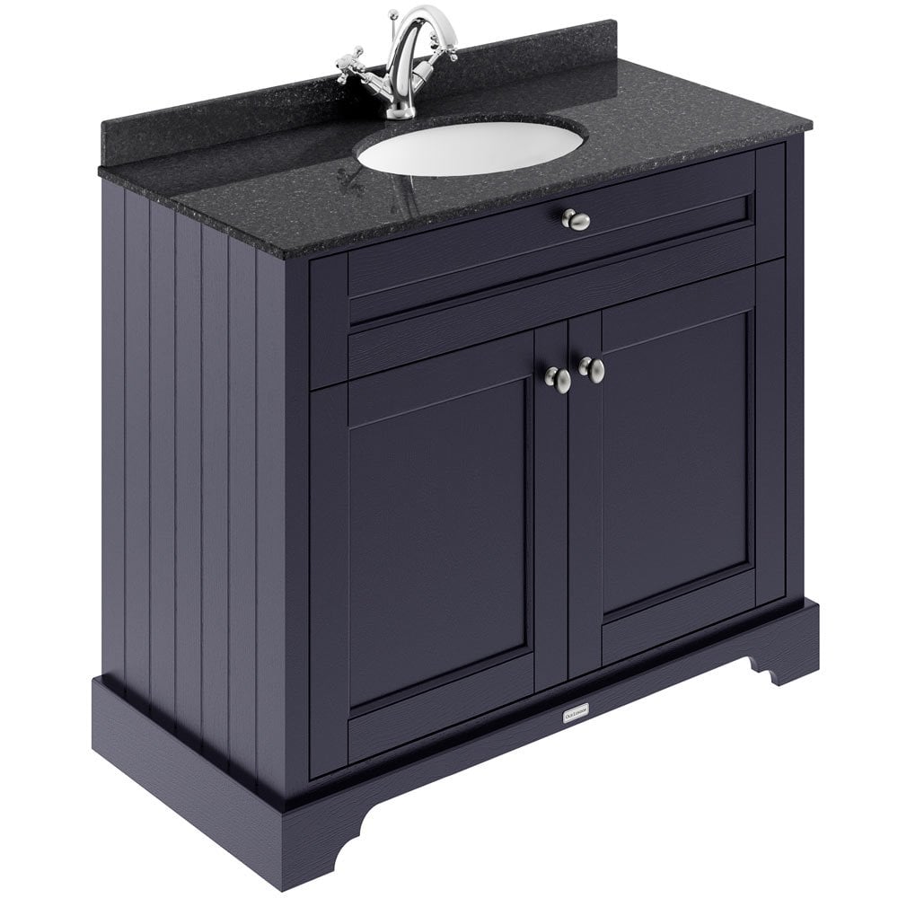 Hudson Reed Old London Twilight Blue 1000mm Black Marble & 1TH Basin Vanity - LOF376