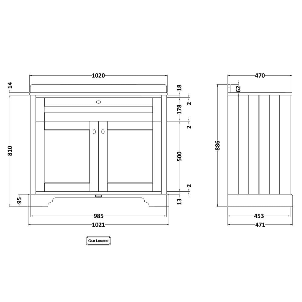 Hudson Reed Old London Timeless Sand 1000mm Carrara White Marble & 3TH Basin Vanity - LOF481