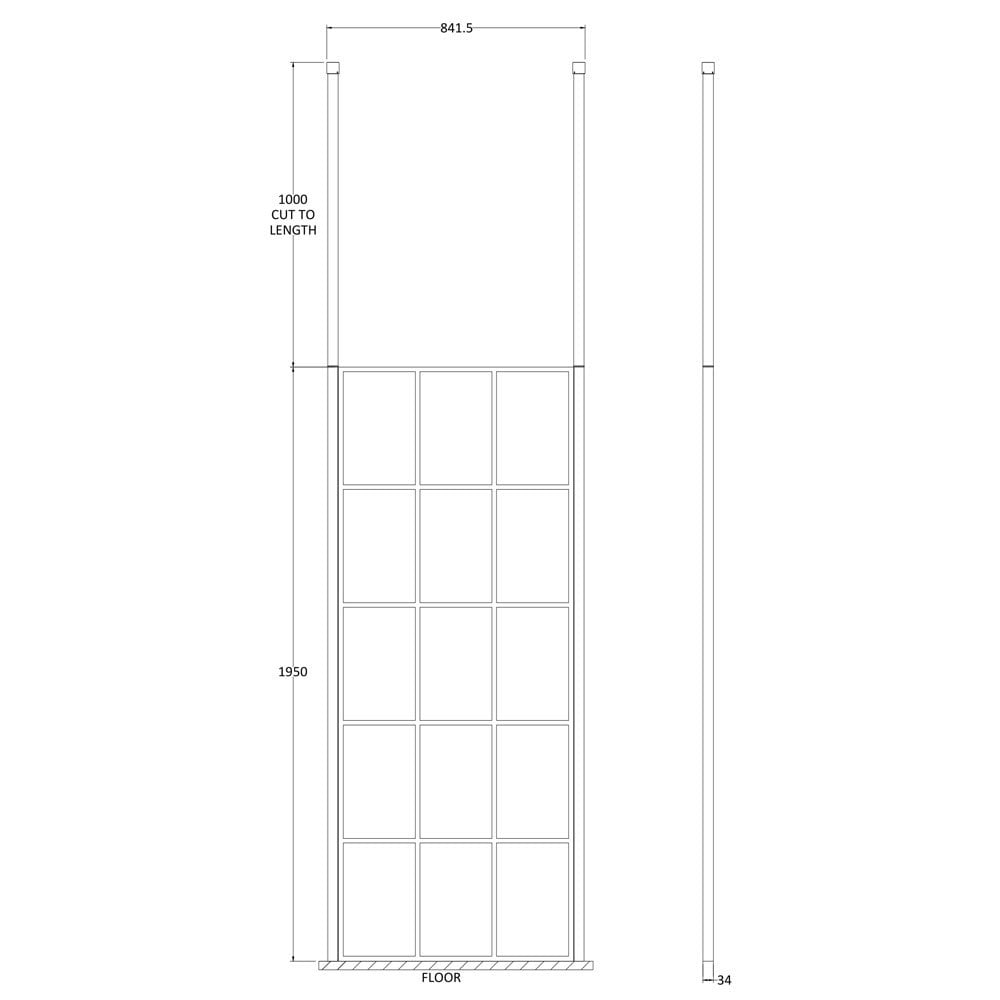 Hudson Reed Black Frame Wetroom Shower Screen & Ceiling Posts 800x1950x8mm - BFCP080