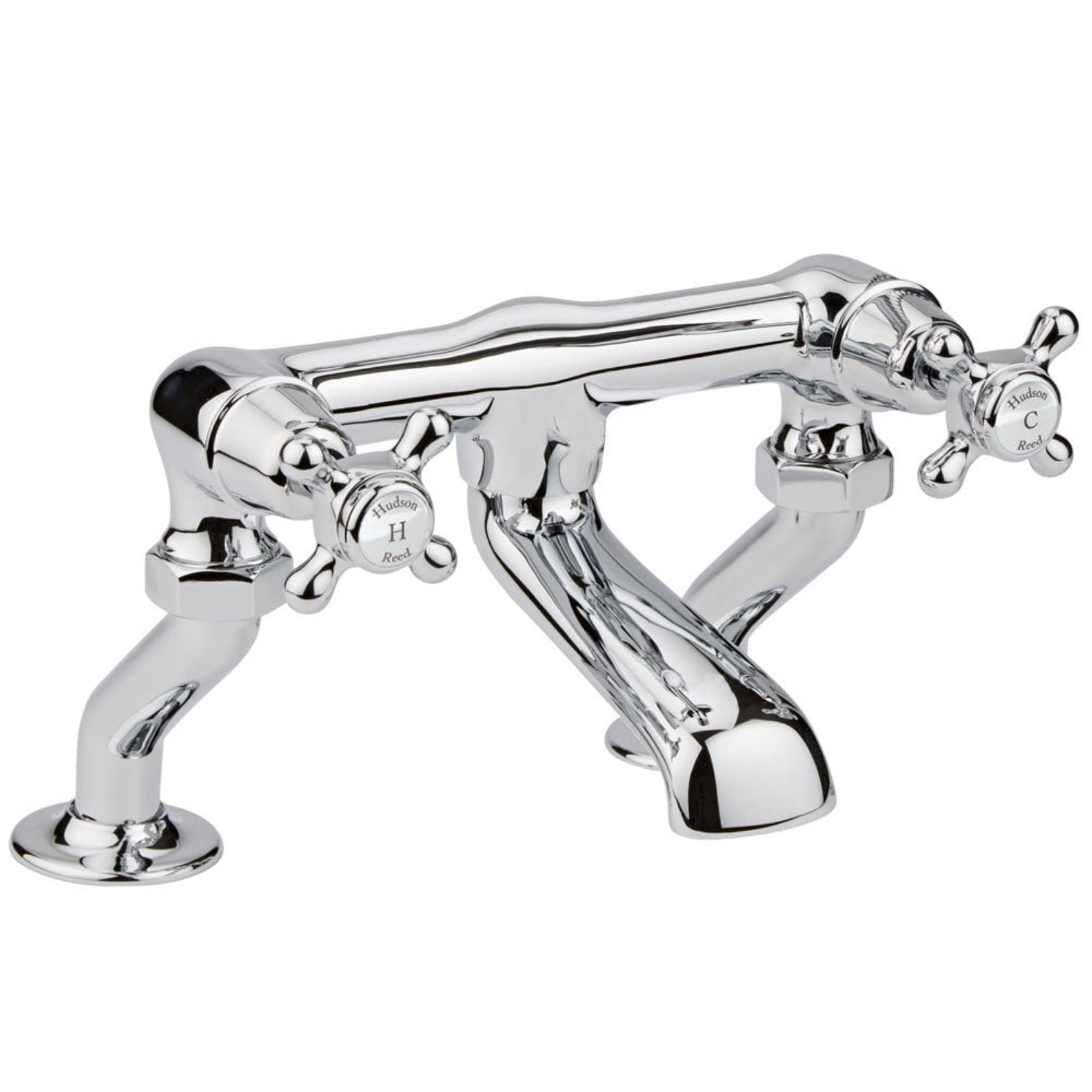 Hudson Reed Topaz White Cross Handle Deck Mounted Bath Filler Tap - BC303DX