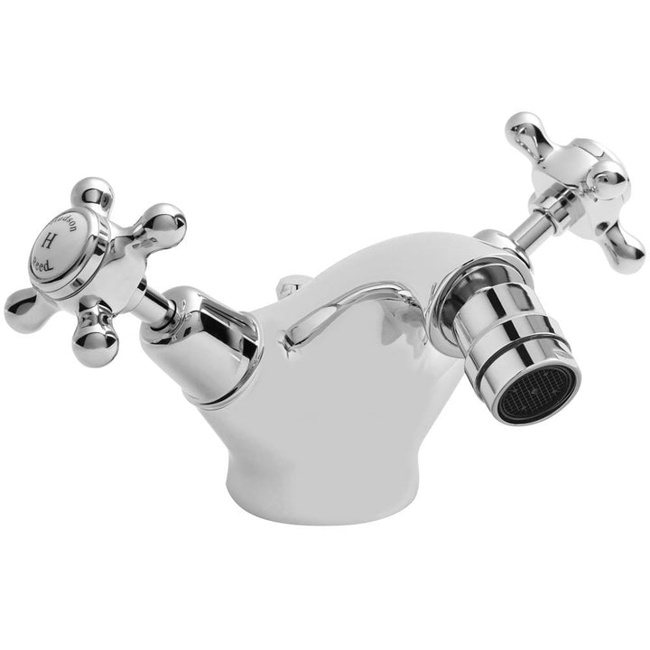 hudson-reed-topaz-white-twin-cross-hnadle-bidet-mixer-tap-with-waste---bc306dx-