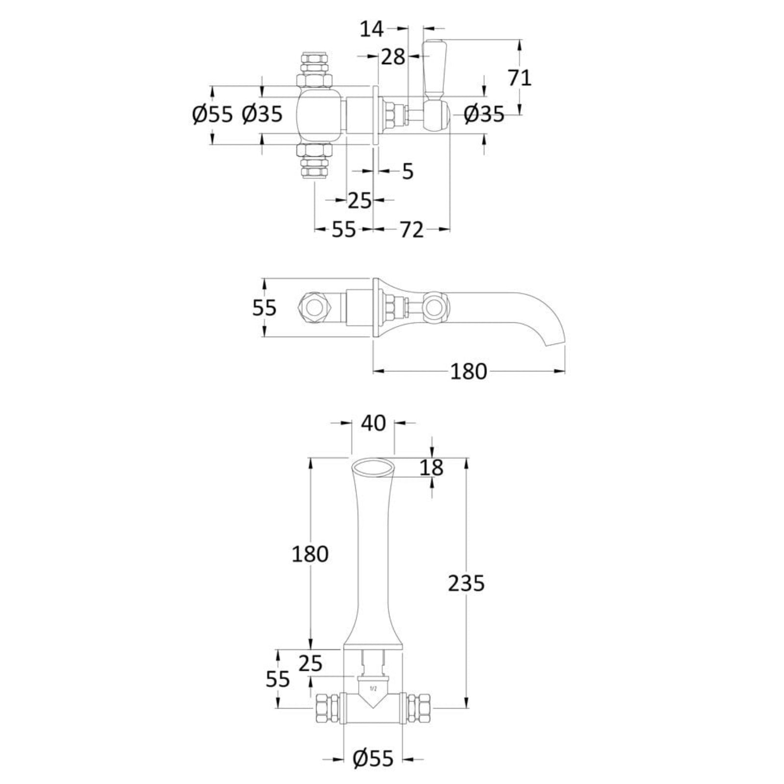 Hudson Reed Topaz White Lever Hexagonal Collar Basin Mixer Tap - BC317HL