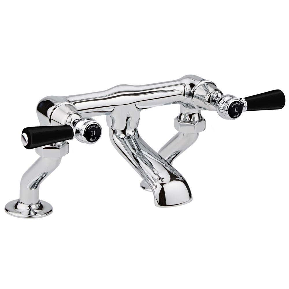 Hudson Reed Topaz Black Twin Lever Deck Mounted Bath Filler Tap - BC403DL