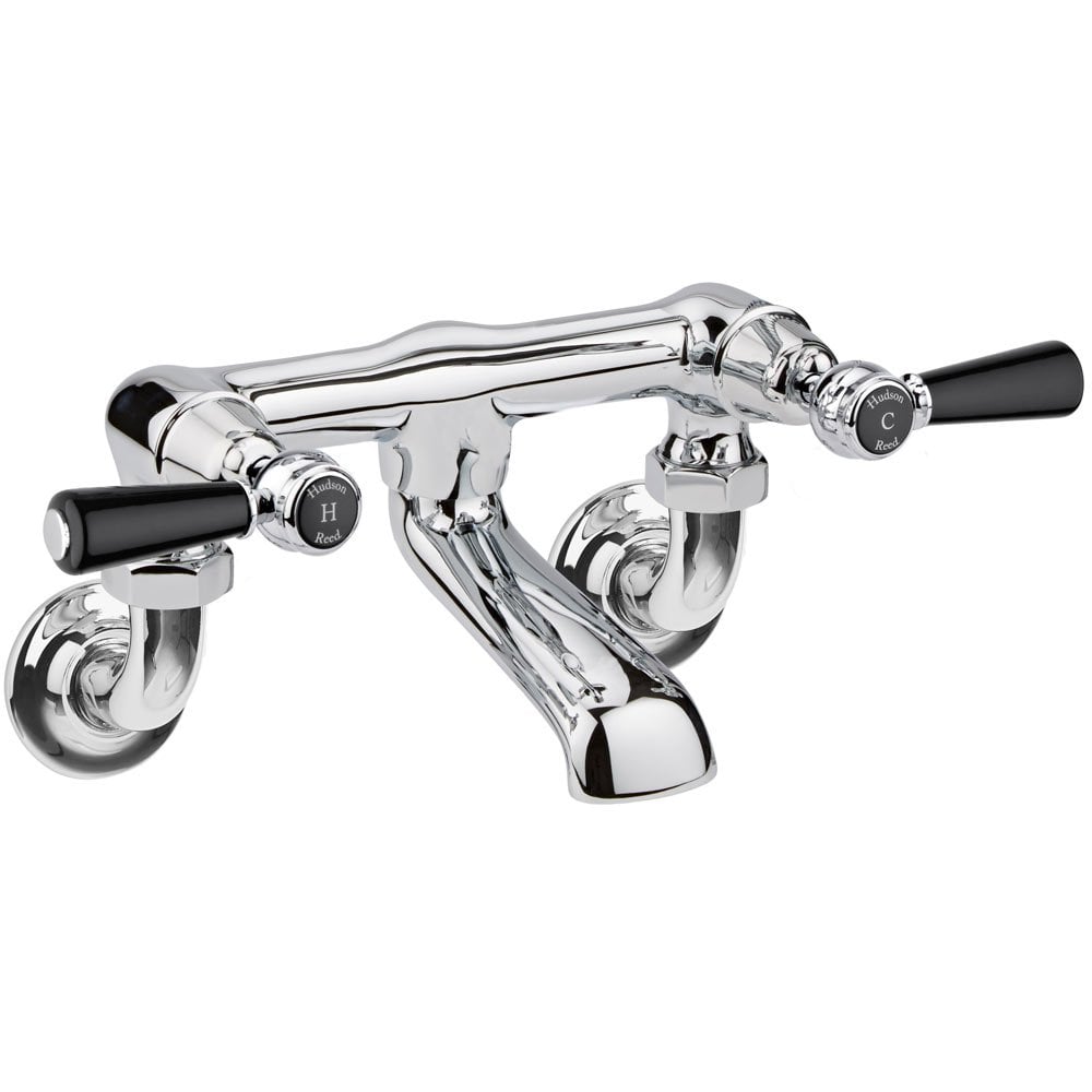 Hudson Reed Topaz Black Twin Lever Wall Mounted Bath Filler Tap - BC403DLWM