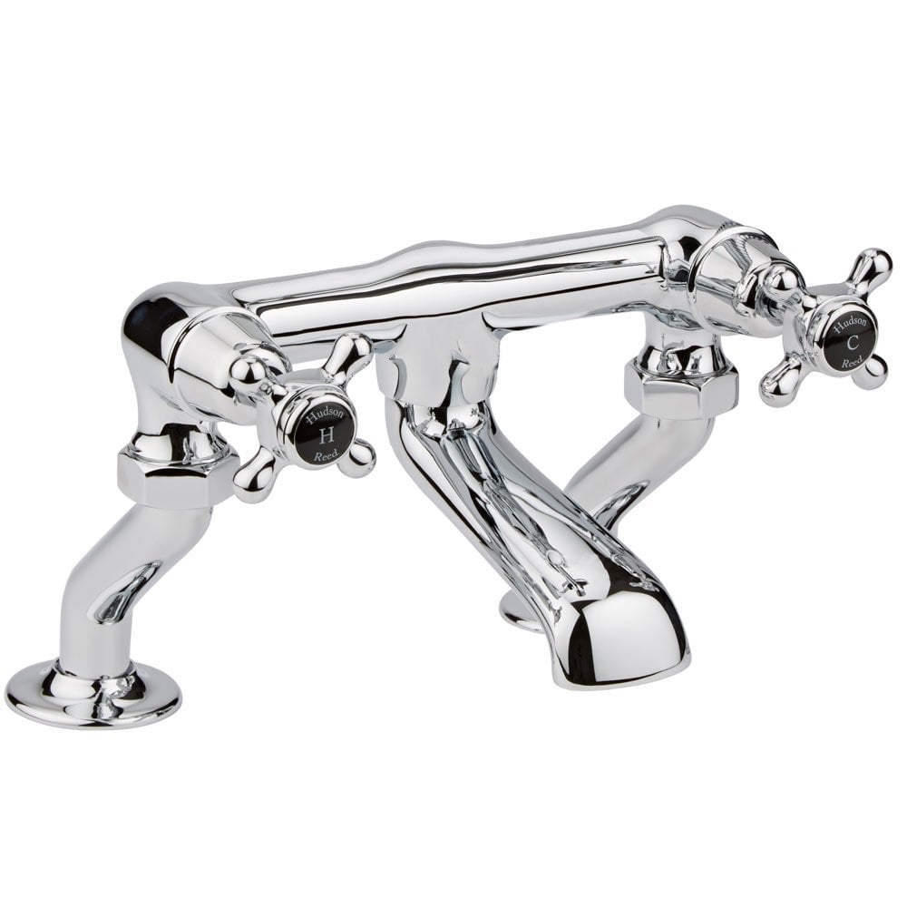 Hudson Reed Topaz Black Cross Handle Deck Mounted Bath Filler Tap - BC403DX