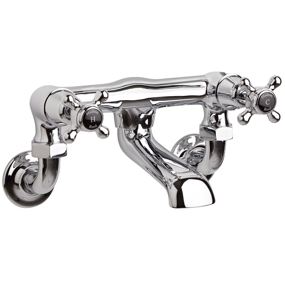 Hudson Reed Topaz Black Cross Handle Wall Mounted Bath Filler Tap - BC403DXWM