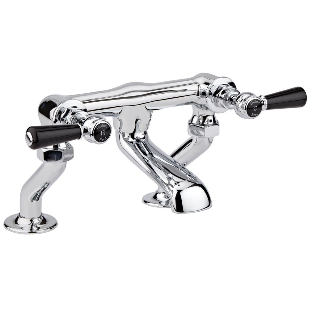Hudson Reed Topaz Black Twin Lever Deck Mounted Bath Filler Tap - BC403HL