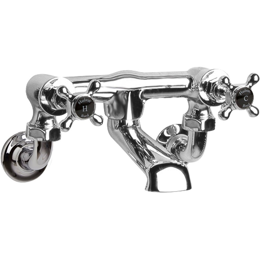 Hudson Reed Topaz Black Cross Handle Wall Mounted Bath Filler Tap - BC403HXWM