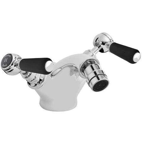 Hudson Reed Topaz Black Twin Lever Bidet Mixer Tap With Waste - BC406HL
