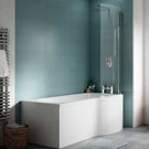 nuie-curved-p-shape-1700mm-shower-bath-rh-fixed-screen--white-panel-