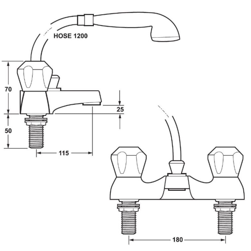 Deva Vitality Chrome Deck Mounted Bath Shower Mixer Tap VR106